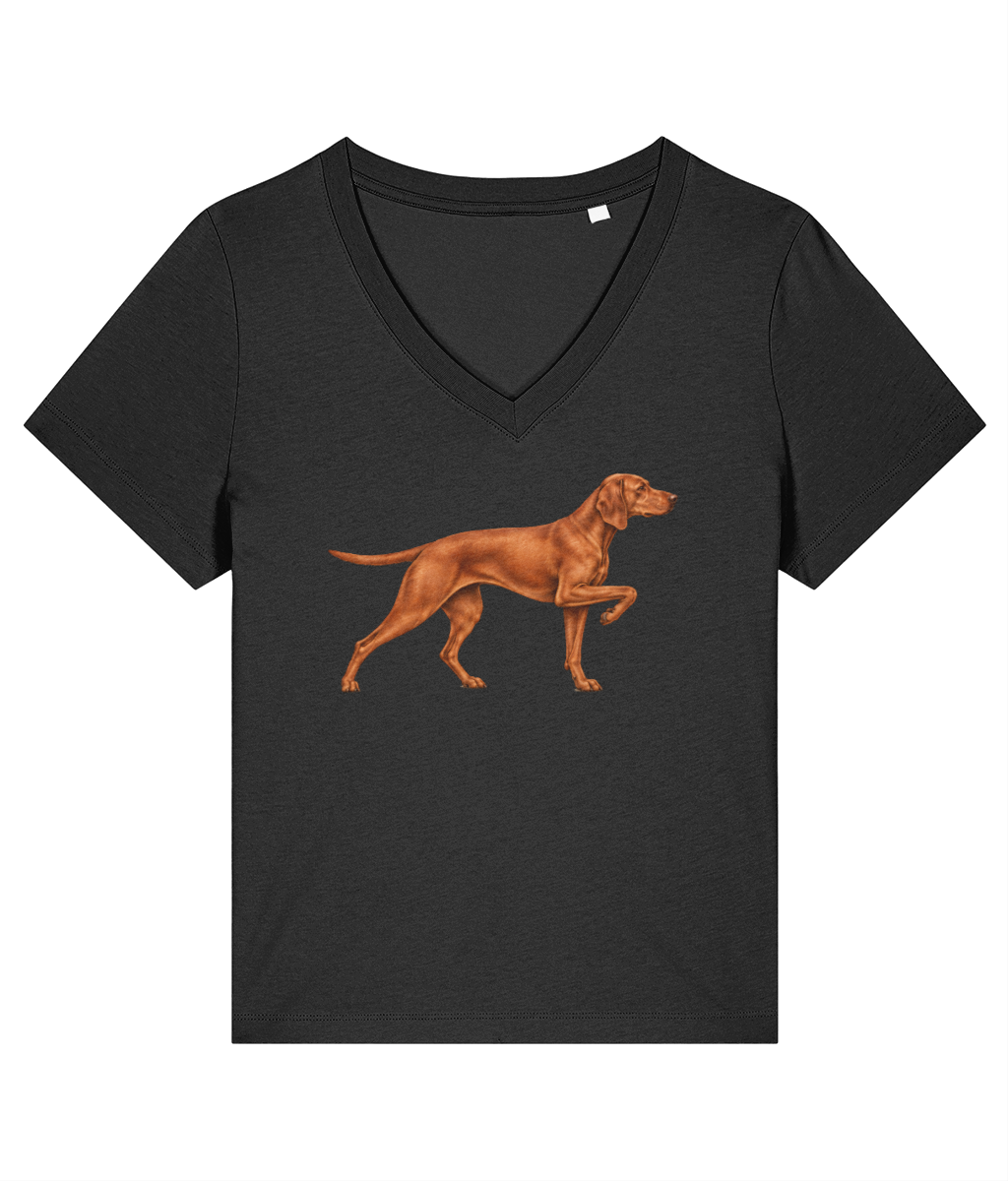 Mine Is… A Vizsla women's V-neck T-shirt in Black, front