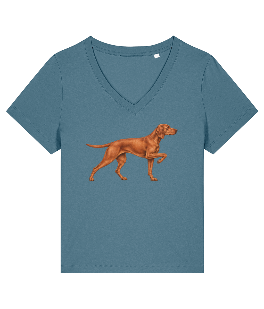 Mine Is… A Vizsla women's V-neck T-shirt in Teal, front