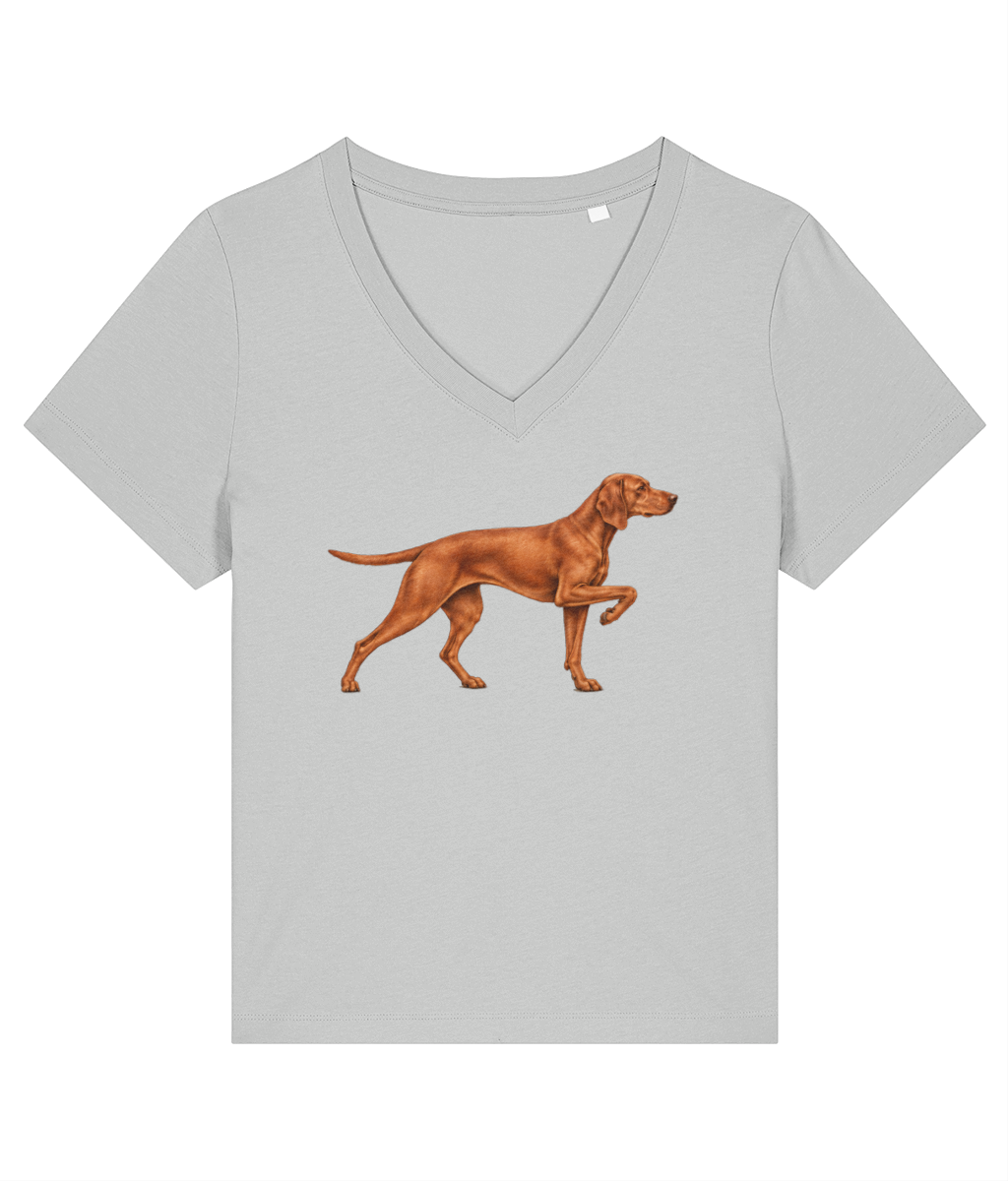 Mine Is… A Vizsla women's V-neck T-shirt in Heather Grey, front