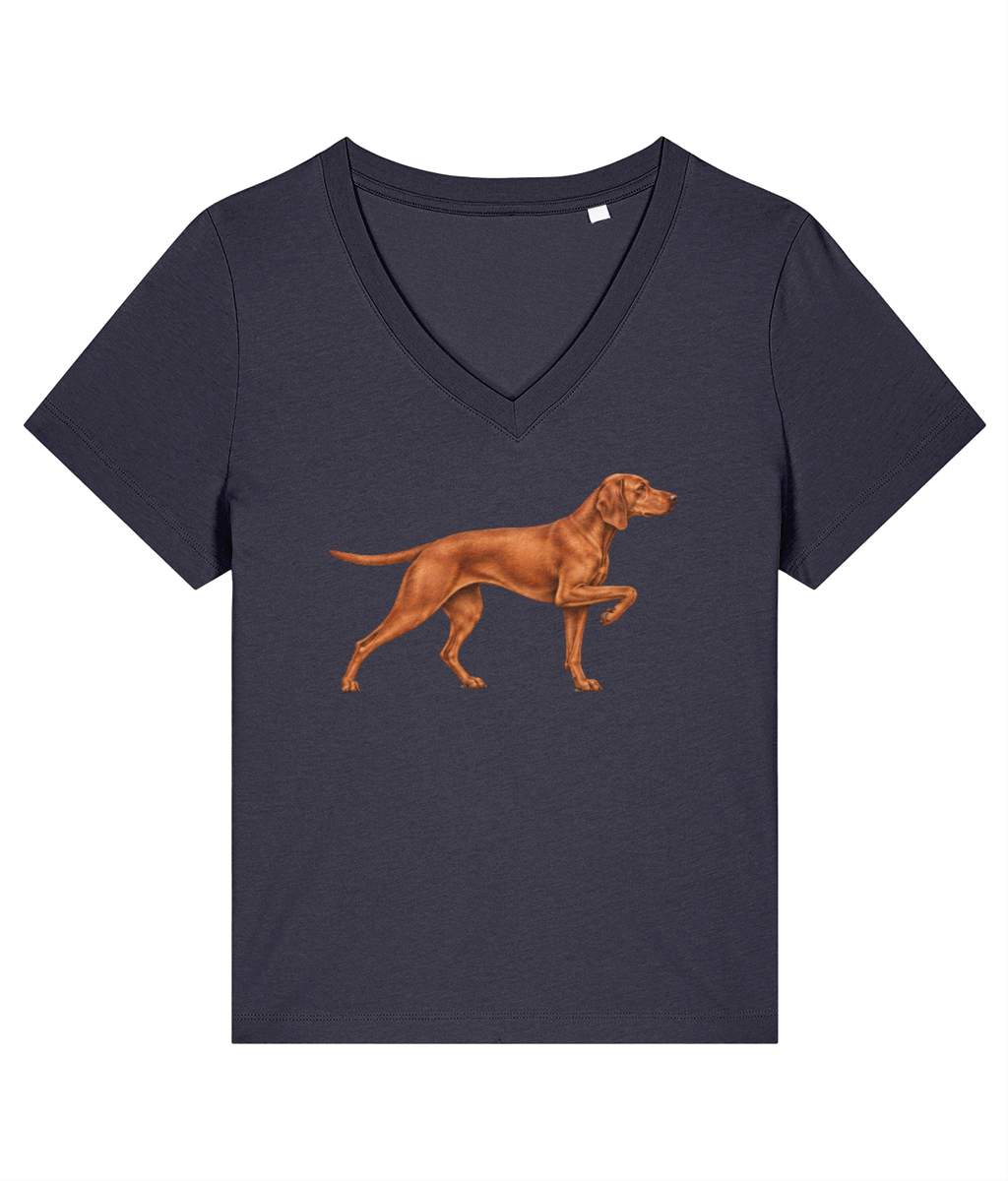 Mine Is… A Vizsla women's V-neck T-shirt in Navy, front